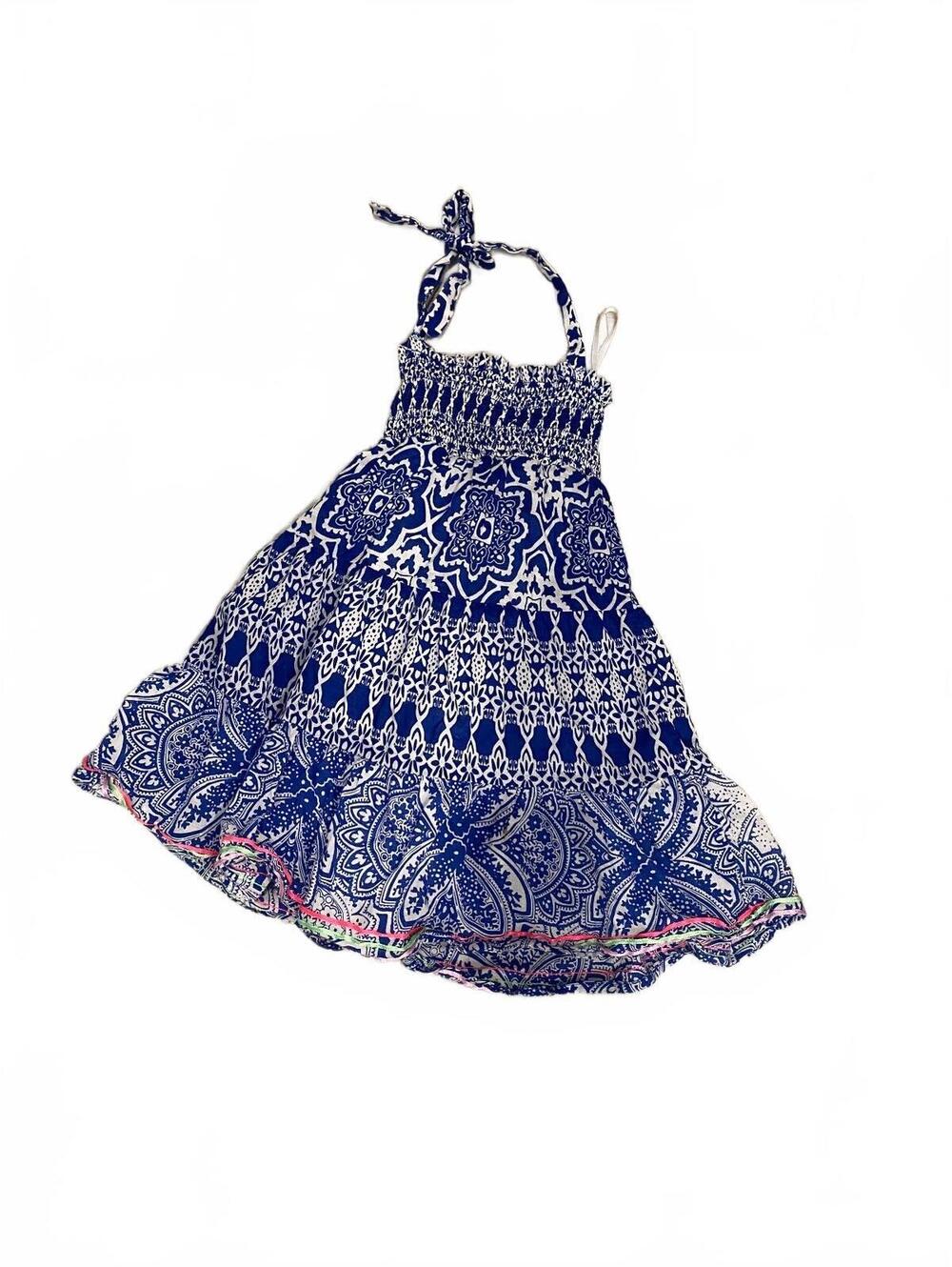 Old Navy Girls' Blue and White Patterned Halter Dress Size XS